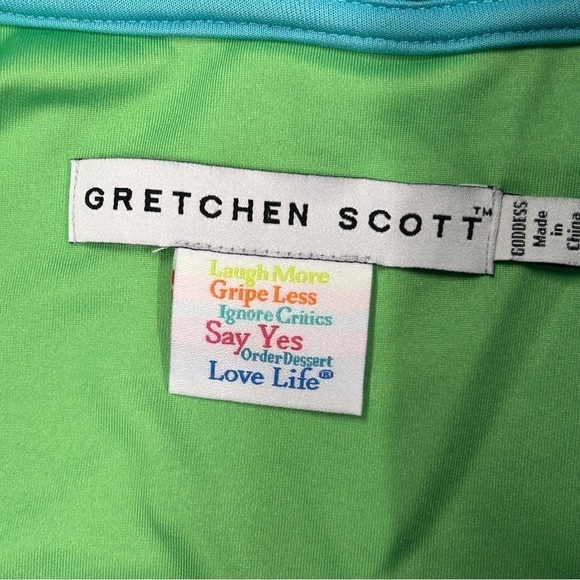 GRETCHEN SCOTT Womens Goddess XXL Jersey Sleeveless Ruffle Neck Top Turquoise - Picture 4 of 10